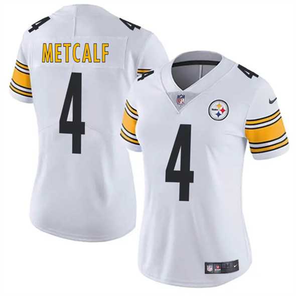 Women%27s Pittsburgh Steelers #4 DK Metcalf White 2025 Vapor Stitched Jersey Dzhi
